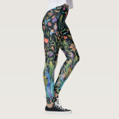 Painterly Peacock Feather, Floral Vines Boho Chic Leggings (Rechts)