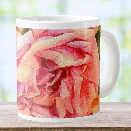 Painterly Pink Roses Jumbo-Tasse