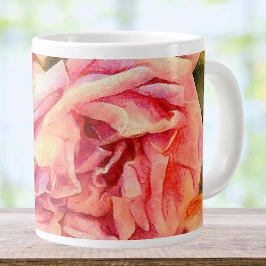 Painterly Pink Roses Jumbo-Tasse