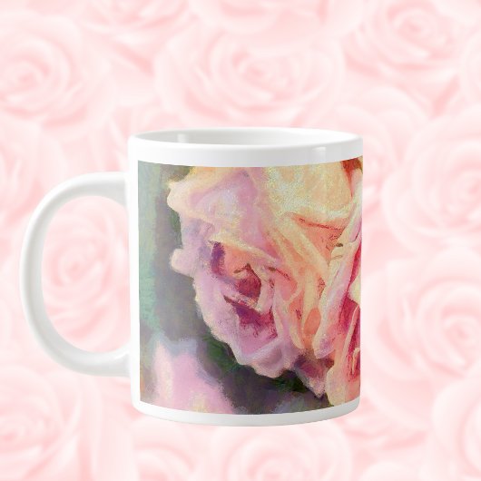 Painterly Pink Roses Jumbo-Tasse