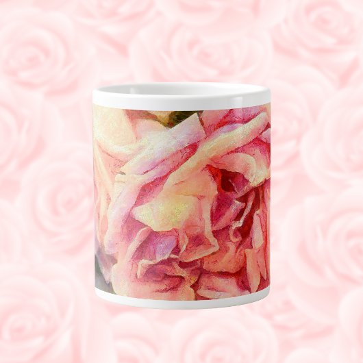 Painterly Pink Roses Jumbo-Tasse