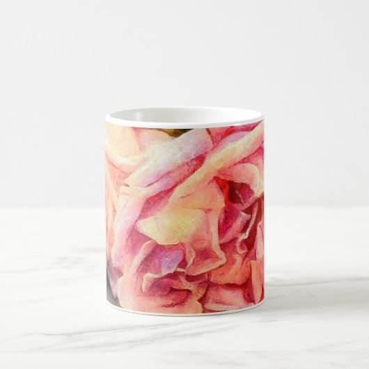 Painterly Pink Roses Kaffeetasse (Mittel)