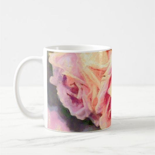 Painterly Pink Roses Kaffeetasse (Links)