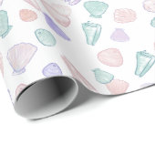 Painterly Seashell Under Sea Birthday Geschenkpapier (Rolleneckpunkt)