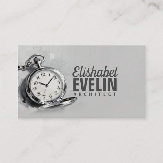 Painterly Silver Pocket Watch g543 Visitenkarte (Vorderseite)