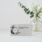 Painterly Silver Pocket Watch Visitenkarte (Stehend Vorderseite)