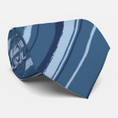 Painterly Striped Denim Blues zweiseitig Krawatte (Gerollt)