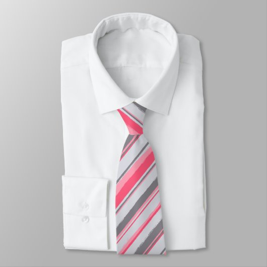 Painterly Striped Lmon Zweiseitige Hochzeit Krawatte (Gebunden)