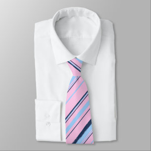 Painterly Striped Pink & Navy Two-Sided Wedding Krawatte