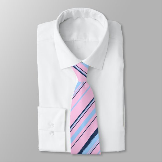 Painterly Striped Pink & Navy Zweiseitige Hochzeit Krawatte (Gebunden)