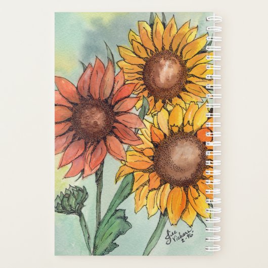 Painterly Sunflower Zeichnend Planer (Rückseite)