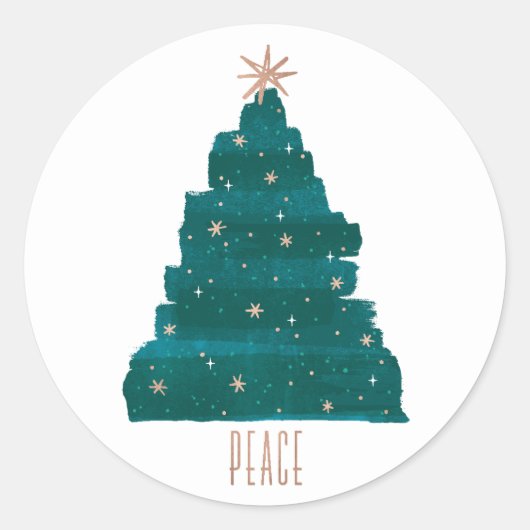 Painterly Tree Holiday Sticker (Vorderseite)