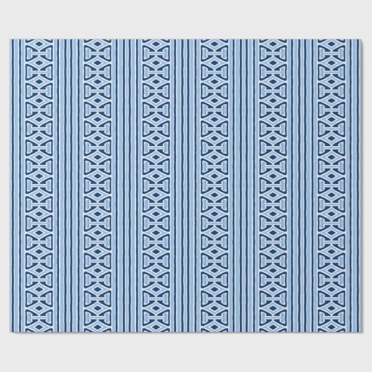 Painterly Trellis Stripe in Blue Indigo Geschenkpapier (Flach)