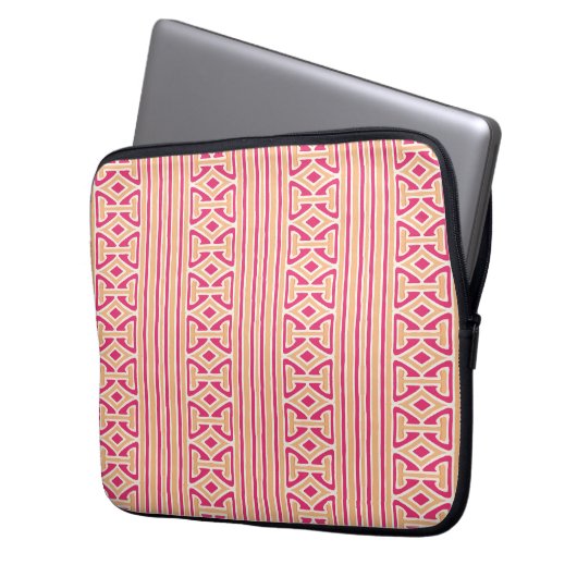 Painterly Trellis Stripe in Pink and Orange Laptopschutzhülle (Vorderseite Links)
