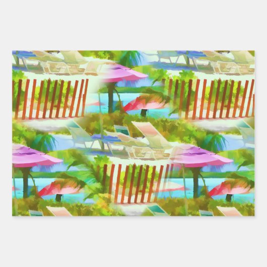 Painterly Tropical Bahama Islands Beach Pattern Geschenkpapier Set (Vorderseite 3)