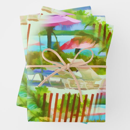 Painterly Tropical Bahama Islands Beach Pattern Geschenkpapier Set (Beispiel)