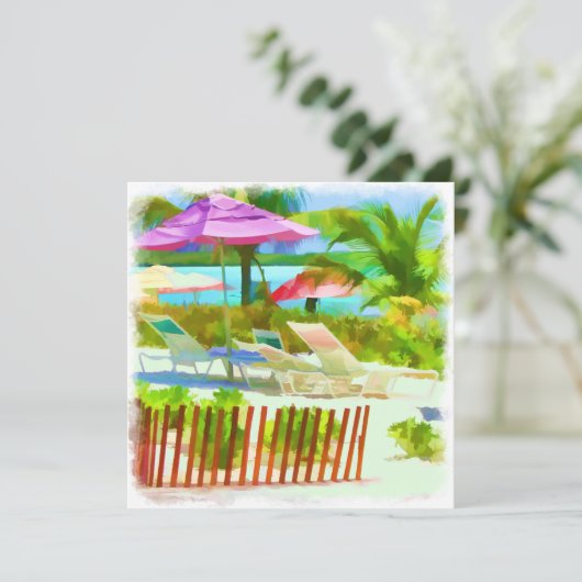 Painterly Tropical Bahama Islands Beach Pattern Karte (Stehend Vorderseite)