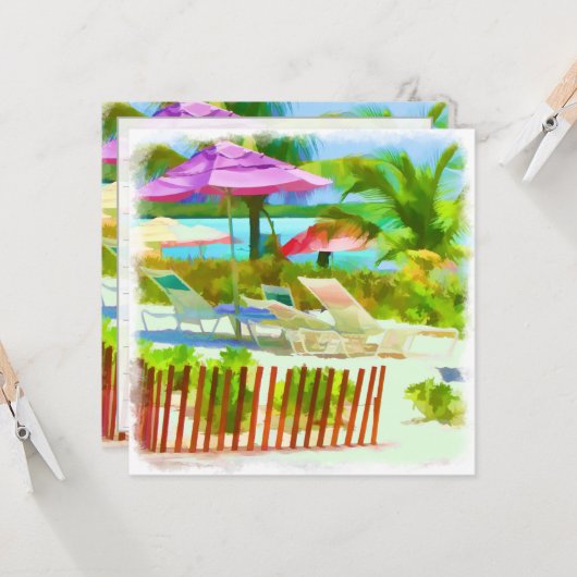 Painterly Tropical Bahama Islands Beach Pattern Karte (Vorderseite/Rückseite Beispiel)