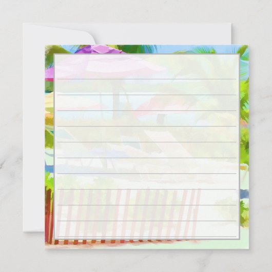 Painterly Tropical Bahama Islands Beach Pattern Karte (Rückseite)