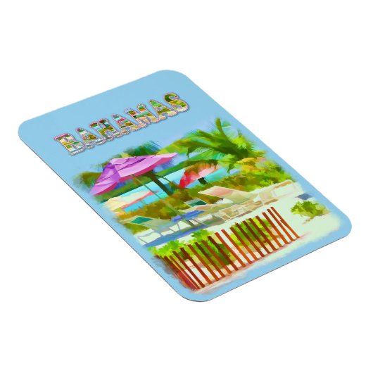 Painterly Tropical Bahama Islands Beach Scene Magnet (Rechte Seite)