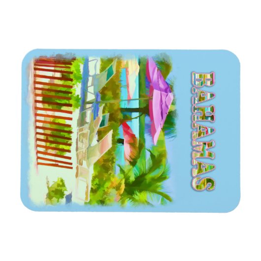 Painterly Tropical Bahama Islands Beach Scene Magnet (Horizontal)