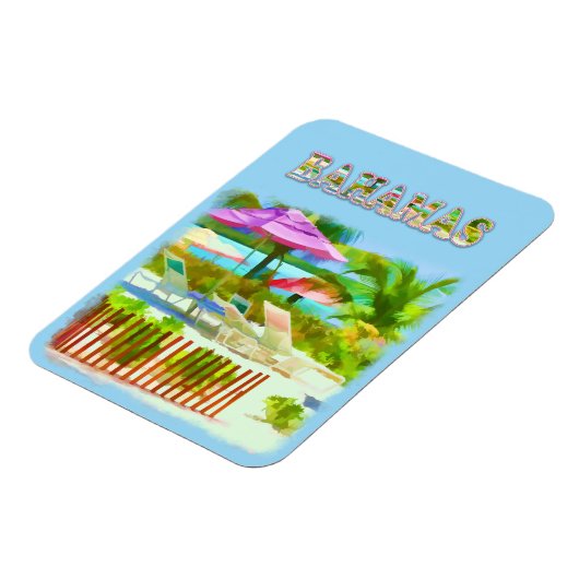 Painterly Tropical Bahama Islands Beach Scene Magnet (Linke Seite)