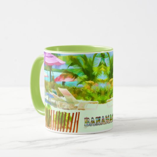Painterly Tropical Bahama Islands Beach Scene Tasse (Vorderseite Links)