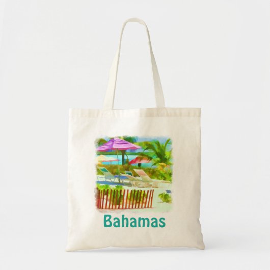 Painterly Tropical Bahama Islands Beach Scene Tragetasche (Vorne)