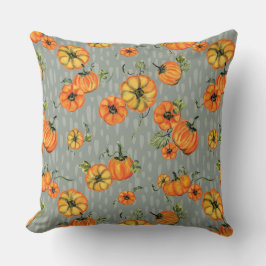Painterly Watercolor Fall Pumpkins Orange/Griechen Kissen