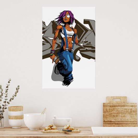 Paintgurl grau poster (Küche)