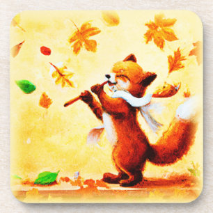 Painting Of a Happy Singing Red Fox. Buy Now Getränkeuntersetzer