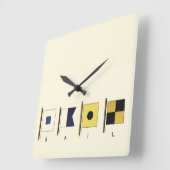 Painting of Four Flags with Sail Written Beneath Quadratische Wanduhr (Winkel)