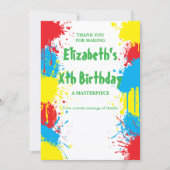 Painting Party Kids Birthday Dankeskarte (Vorderseite)