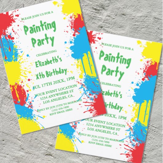 Painting Party Kids Birthday Einladung