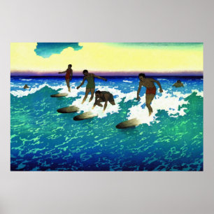 Painting Surf-Fahrer Honolulu Poster