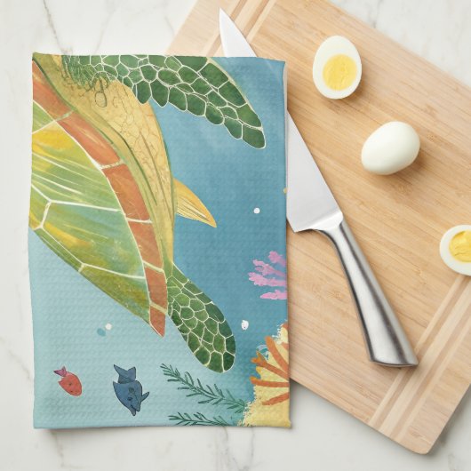 Painting Turtle Geschirrtuch (Viertel Falte)