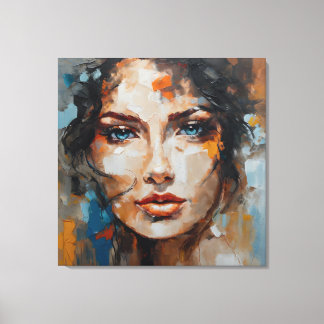 Painting woman's face print on canvas leinwanddruck