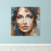 Painting woman's face print on canvas leinwanddruck (Insitu (Holzboden))