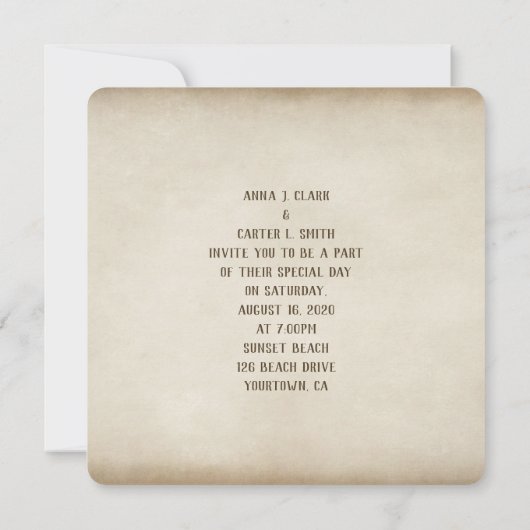 Pair Beach Hearts Wedding Einladung (Rückseite)