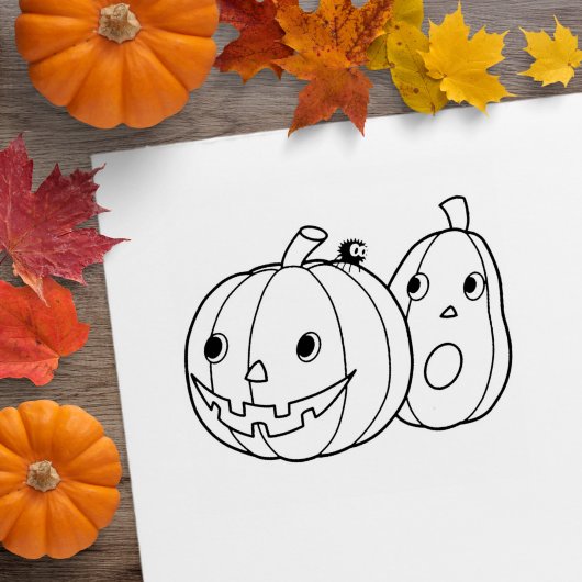 Pair Halloween Pumpkins Gummistempel