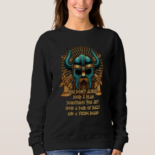 Pair of Balls and a Viking Beard Norse Humor Valha Sweatshirt (Vorderseite)