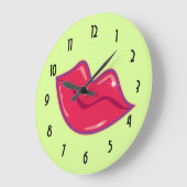 Pair of Cherry Red Lips Große Wanduhr (Winkel)