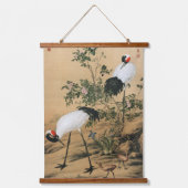 Pair of Cranes in the Shade of Flowers,Chinese Art Wandteppich Mit Holzrahmen (Vorderseite)