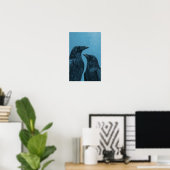 Pair of crows on a blue background poster (Heimbüro)