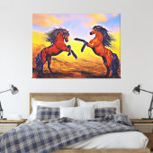 Pair of Horses Painting Canvas Print Leinwanddruck (Insitu (Schlafzimmer))