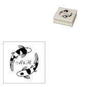 Pair of Japanese Koi Fish Wedding Monogram Gummistempel (Stempel)
