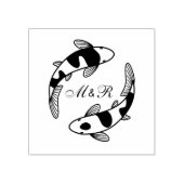 Pair of Japanese Koi Fish Wedding Monogram Gummistempel (Prägung)