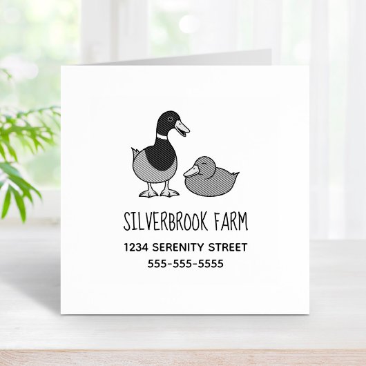 Pair of Mallard Ducks Farm Address Gummistempel