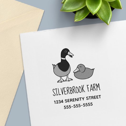 Pair of Mallard Ducks Farm Address Permastempel