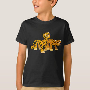 Pair of Niedlich Cartoon Cheetahs Children T - Shi T-Shirt